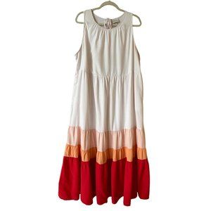 Ava & Viv White and Multi-Colored Sleeveless Dress Size 1X